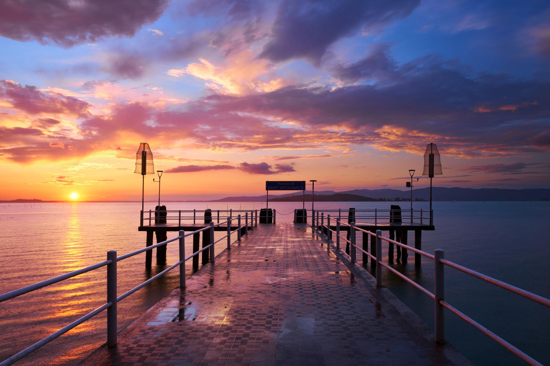 European Photography Awards Winner - Sunset on the pontoon of Lake Trasimeno