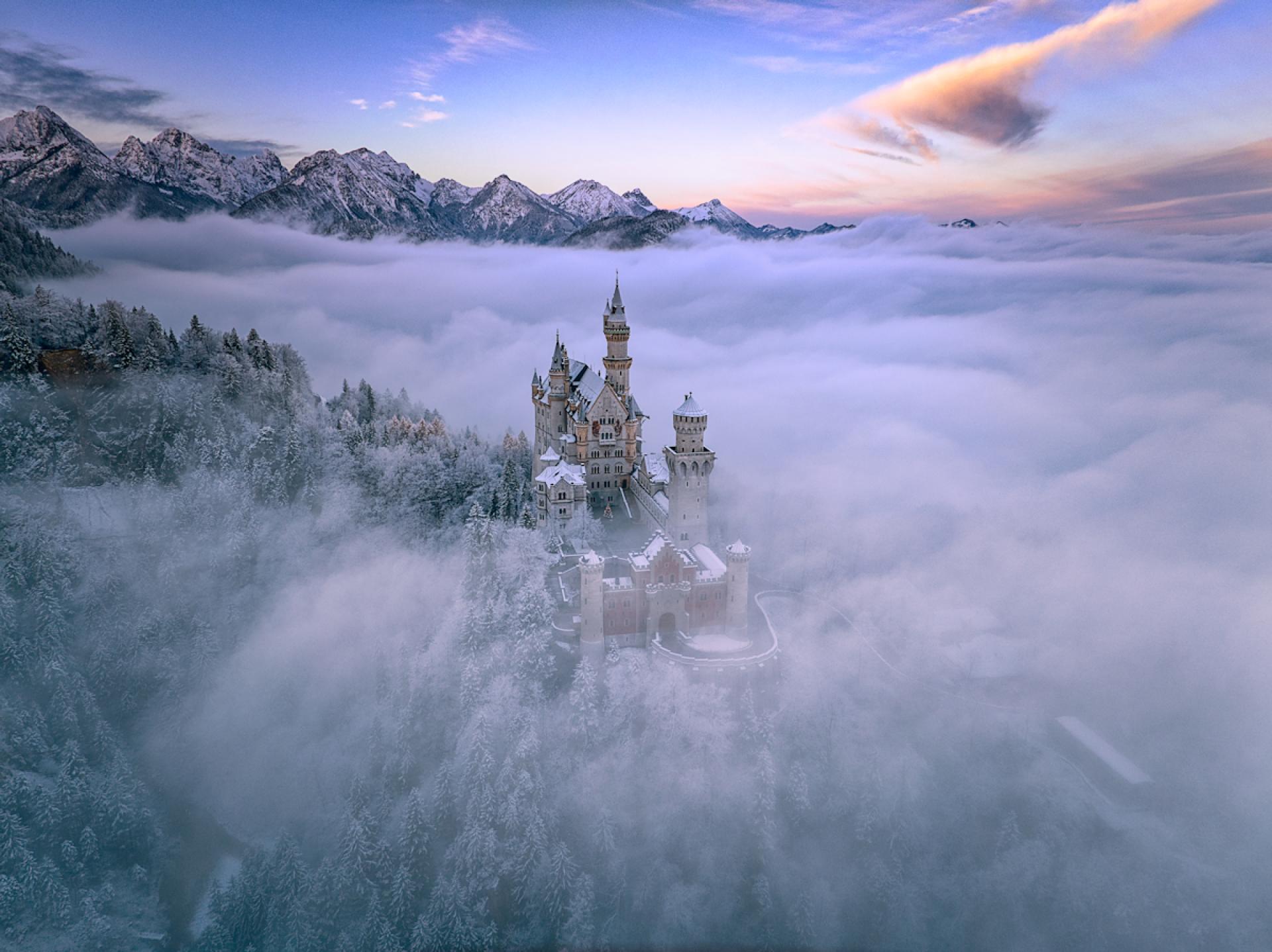 European Photography Awards Winner - snow and fog around Neuschwanstein castle