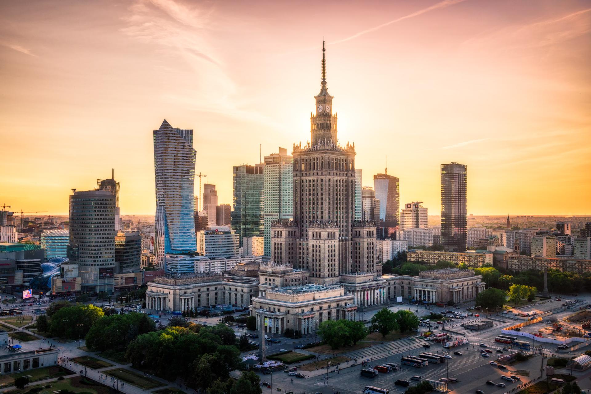 European Photography Awards Winner - Palace Glow: Warsaw's Skyline at Dusk
