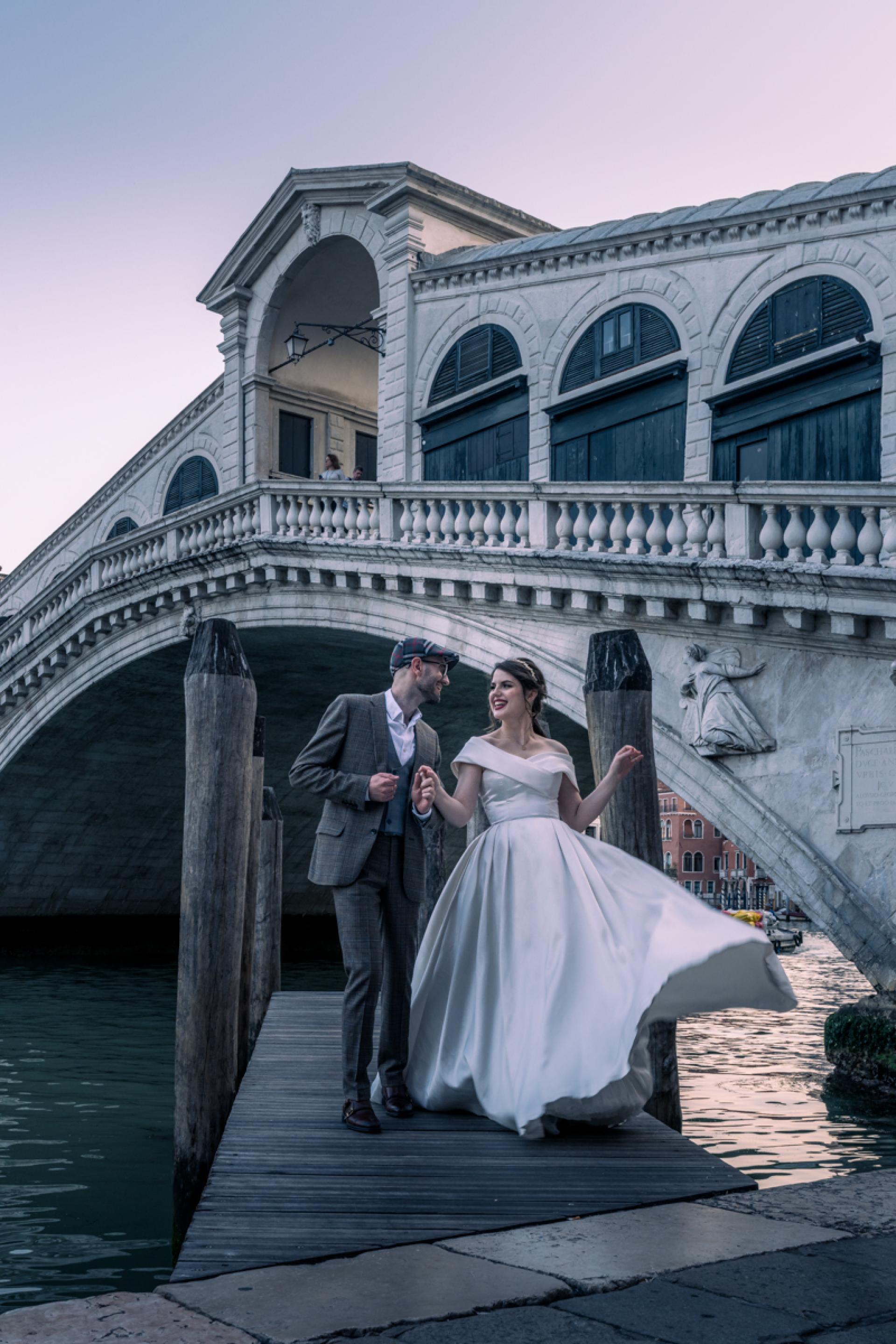 European Photography Awards Winner - Newlyweds Serenade at the Rialto Bridge