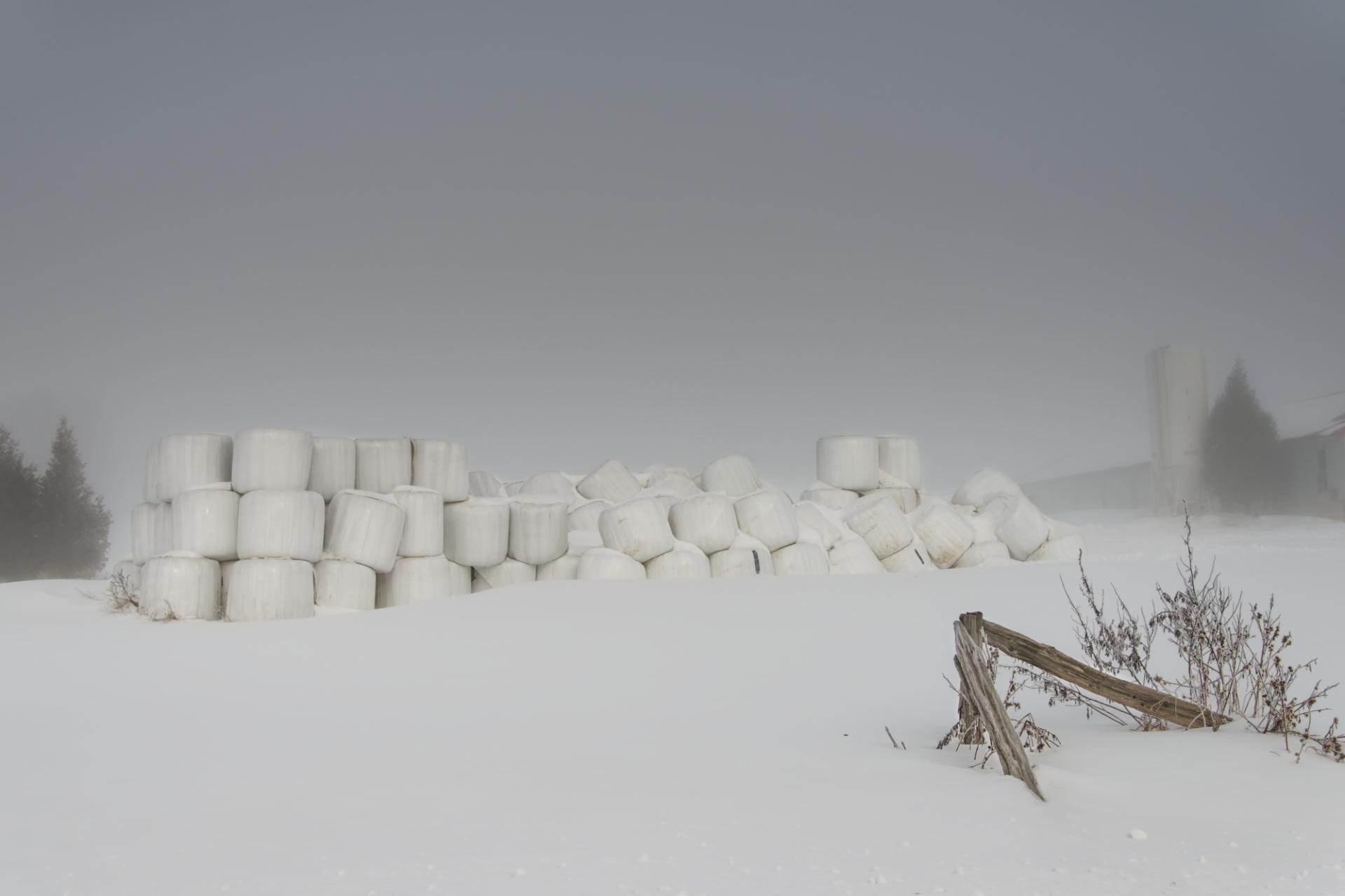 European Photography Awards Winner - Winterized Hay Bale Mounds in Quebec